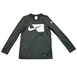 Nike Dri-fit Kids Gray Swoosh Long Sleeve T-Shirt Medium
